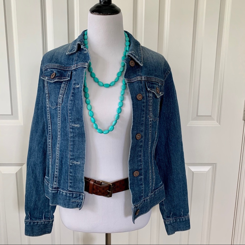 GAP Stretch Blue Jean Jacket with copper buttons